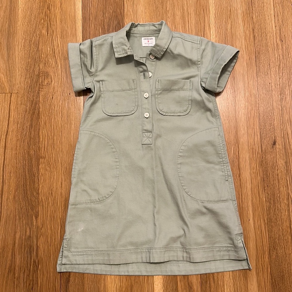 Crewcuts girls 6 olive green cotton dress
